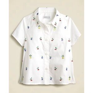NWT J. Crew Crewcuts Girls' Short-sleeve Garçon shirt Fruit Embellishments White